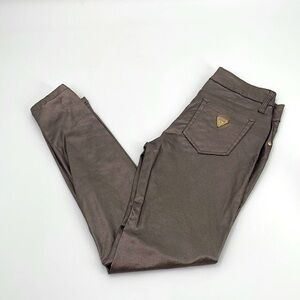 UEC Guess Emma fit Midrise skinny faux leather gold-ish pants